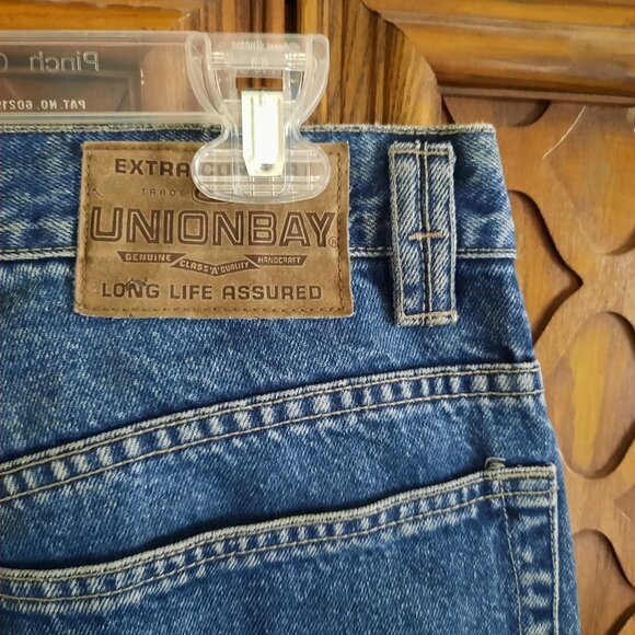 Union Bay 90s Vintage Striped Distressed Baggy Wide Leg Denim Jeans Mens 33x32 - Picture 10 of 16